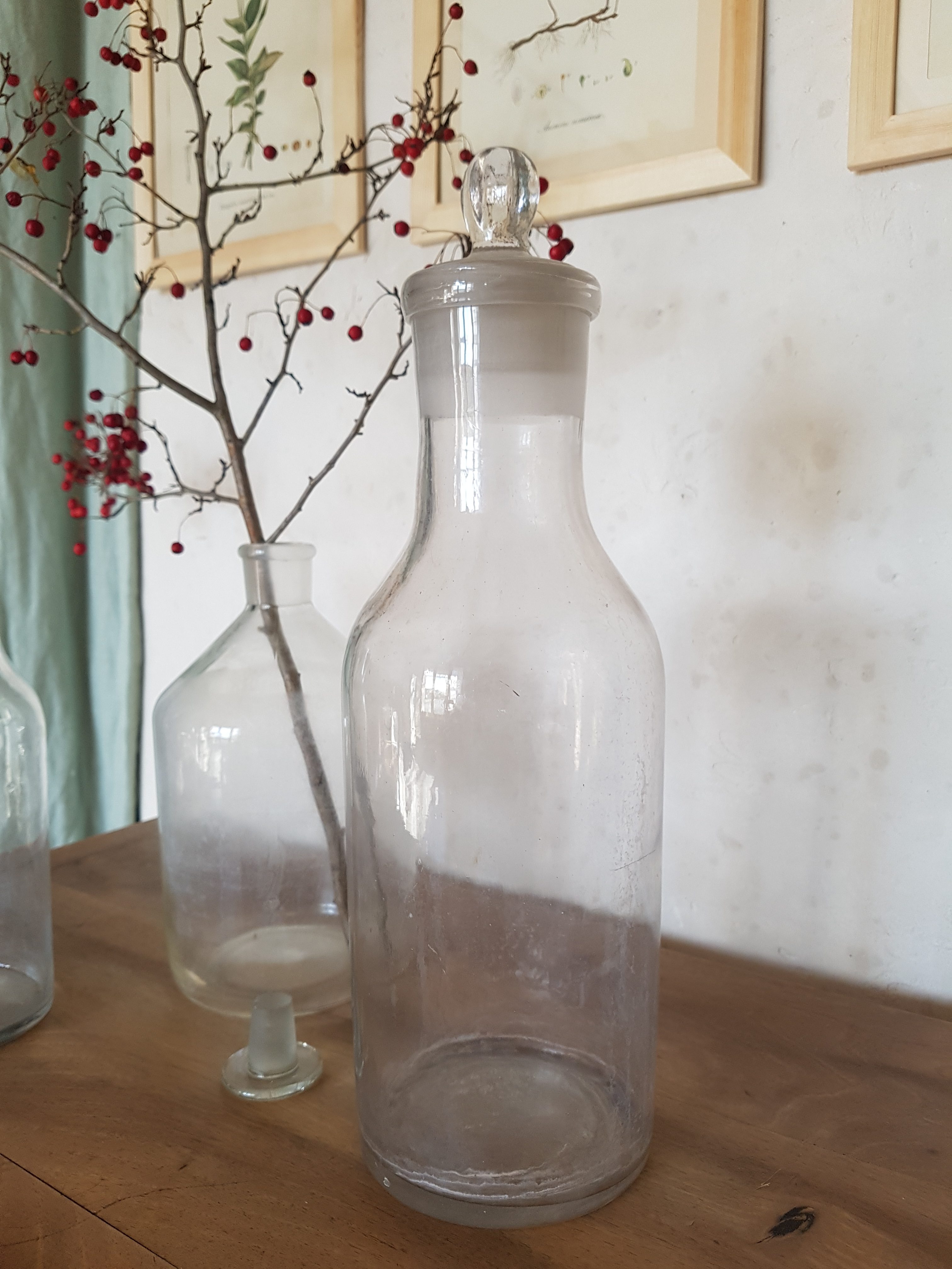 Lot de 3 vases flacons anciens en verre 3 Lot de 3 vases flacons anciens en verre