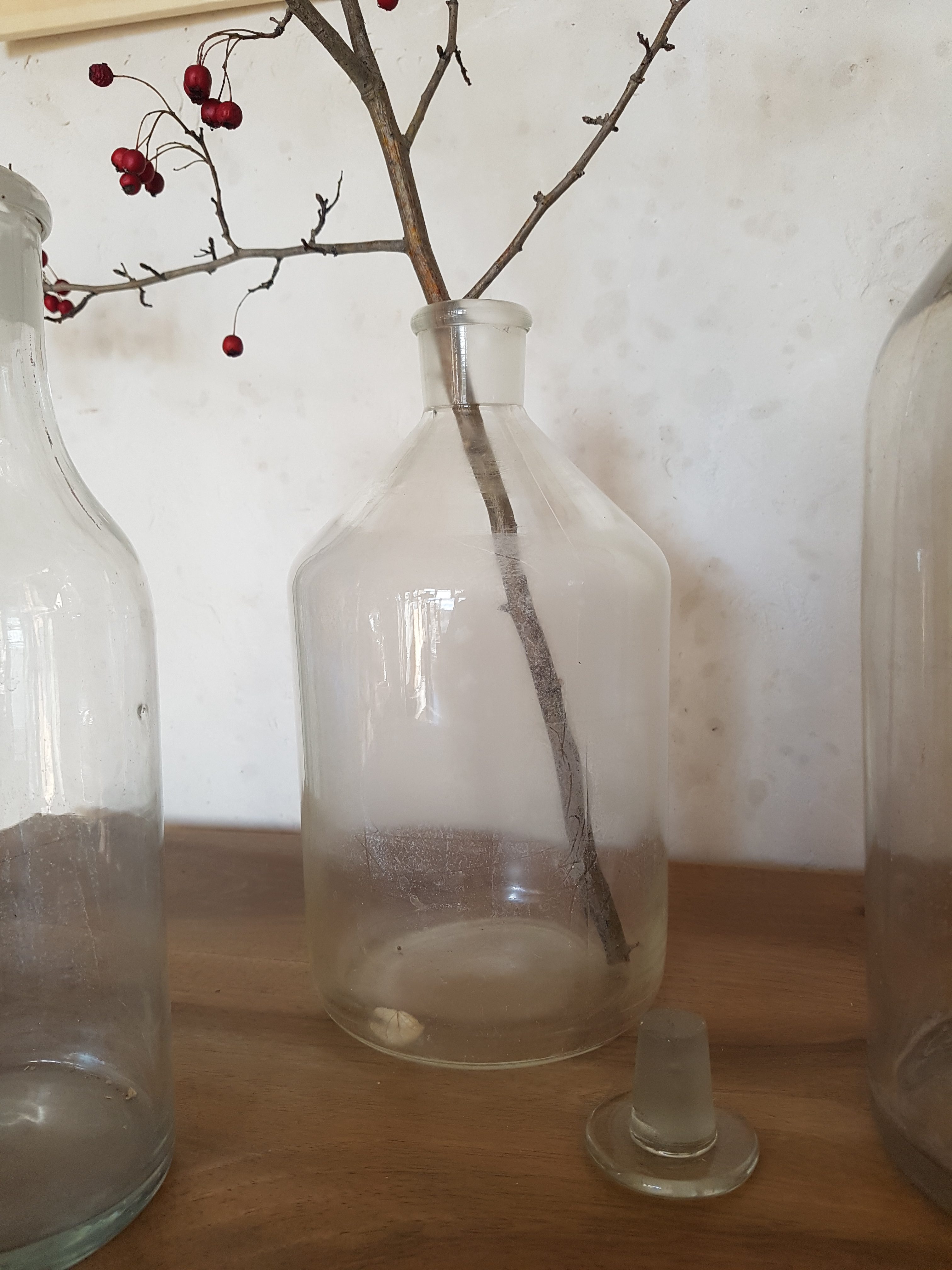 Lot de 3 vases flacons anciens en verre 5 Lot de 3 vases flacons anciens en verre