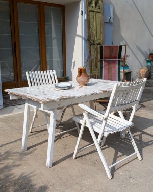 Ensemble table et 2 fauteuils de jardin en bois
