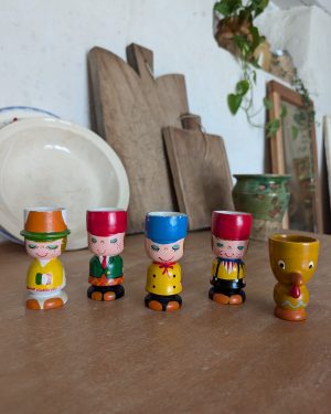Lot de 5 coquetiers vintage peints à la main