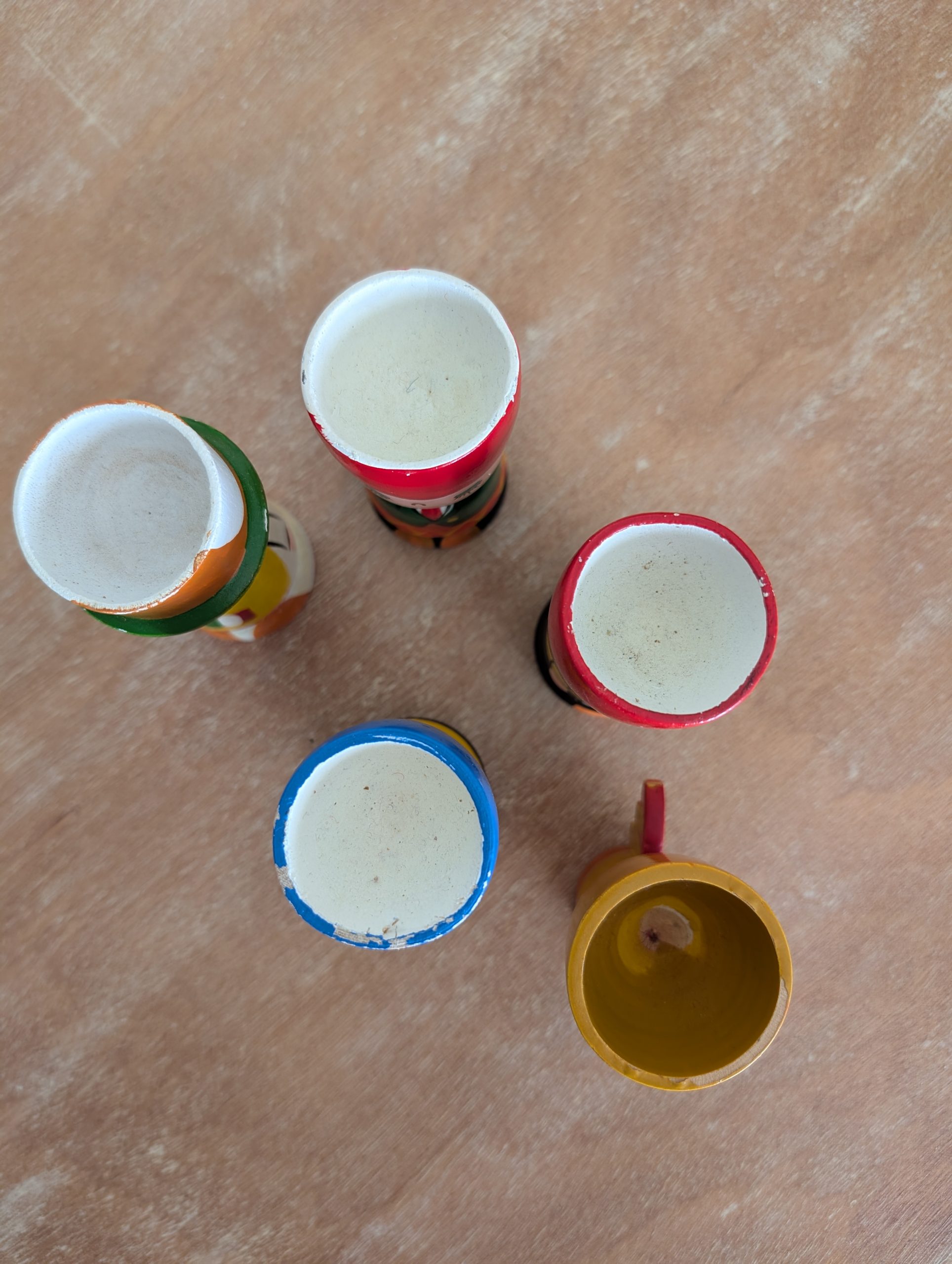 Lot de 5 coquetiers vintage peints à la main 3 Lot de 5 coquetiers vintage peints à la main