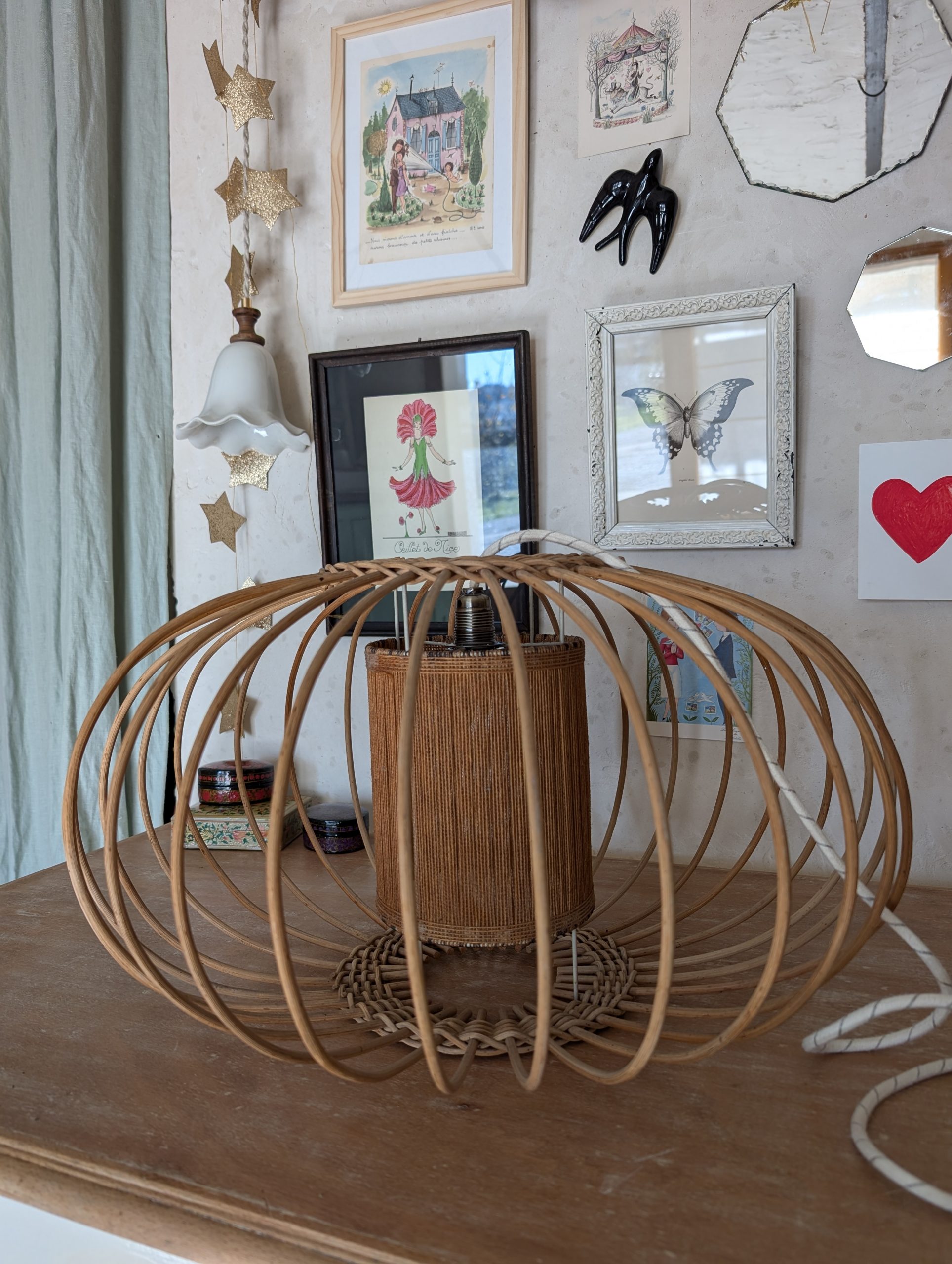 Grande suspension en osier vintage 8 Grande suspension en osier vintage