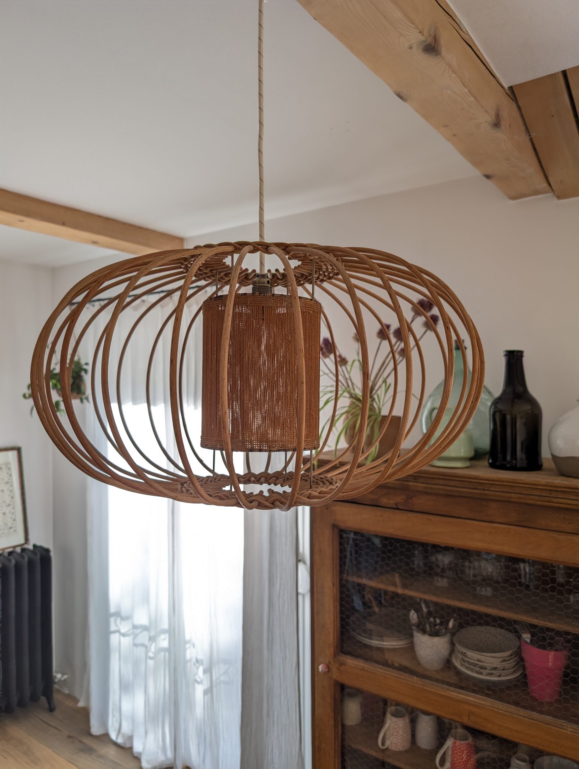 Grande suspension en osier vintage 1 Grande suspension en osier vintage