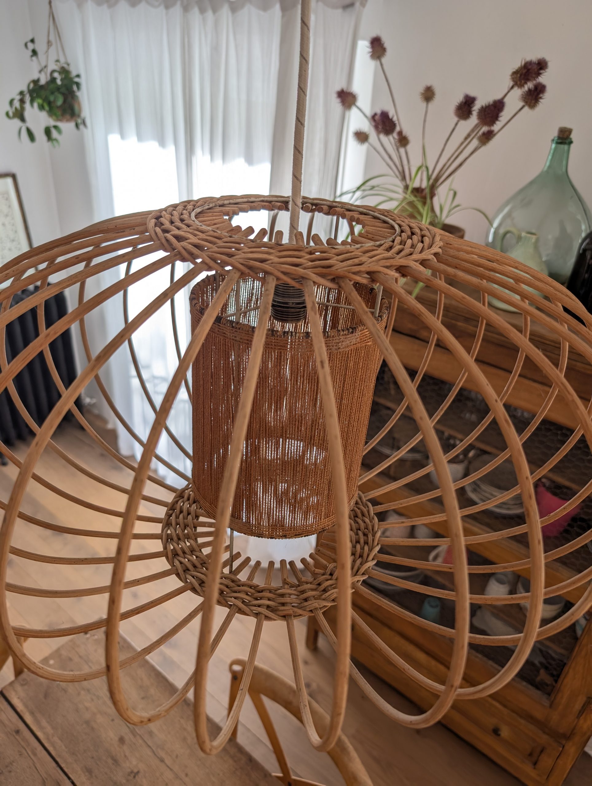 Grande suspension en osier vintage 4 Grande suspension en osier vintage